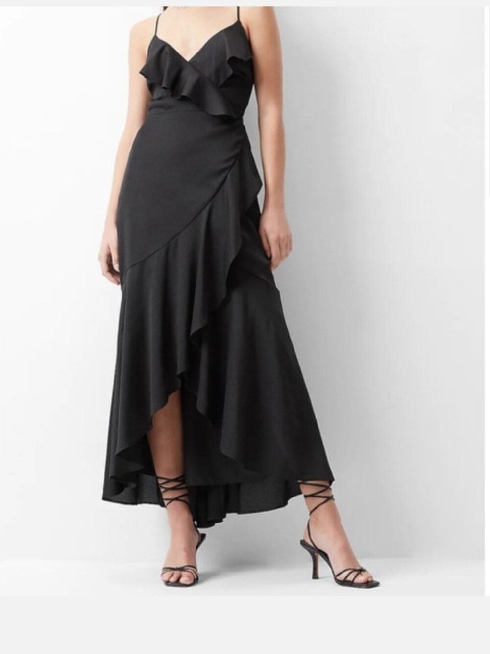 Express Satin Ruffle Hi-Low Maxi Dress sz Small